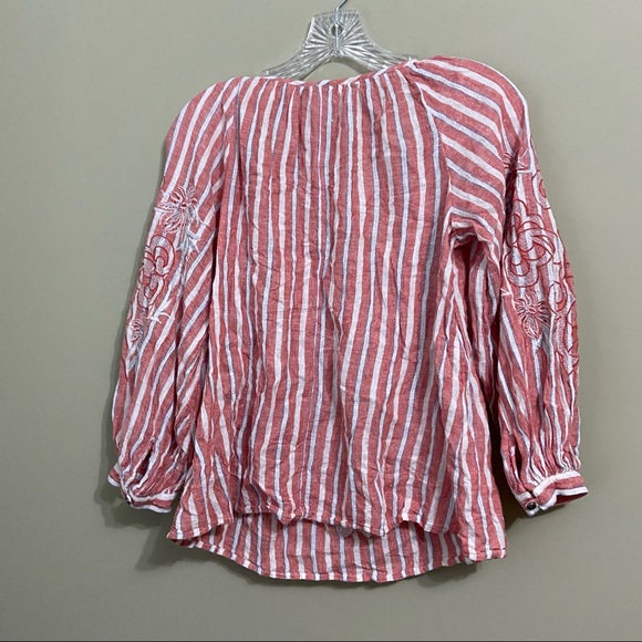 Anthropologie Sz Xs Peasant Blouse Audria Striped - Picture 7 of 8